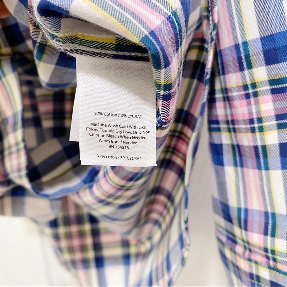 Vineyard Vines Slim Naushon Plaid Whale Shirt Men’s Blue Pink White Size Small - Picture 6 of 8